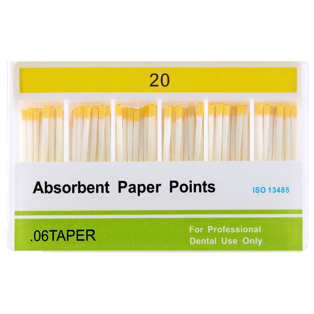 House Brand Absorbent Paper Points, Size #20, Taper 0.06, Color Coded, Hand-Rolled, Sterilized, 60/Box - House Brand Absorbent Paper Points - #20, Taper size 0.06, 60/Box - Image 1