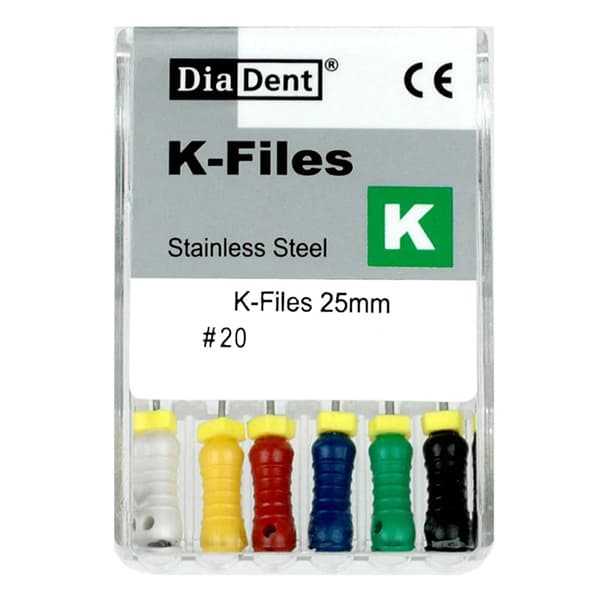 House Brand K-Files 25mm #20, Stainless Steel, 6/Box - House Brand K-Files 25mm #20 6/Box. Stainless Steel - Image 1