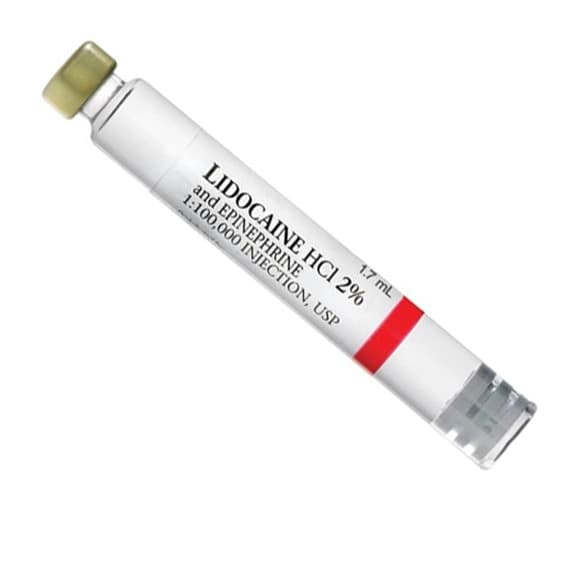 House Brand Lidocaine HCl 2% with Epinephrine 1:100,000, 1.7 mL Dental Cartridges, 50/Box - House Brand Lidocaine HCL 2% with Epinephrine 1:100,000, 1.7ml Cartridges, 50/Box - Image 1