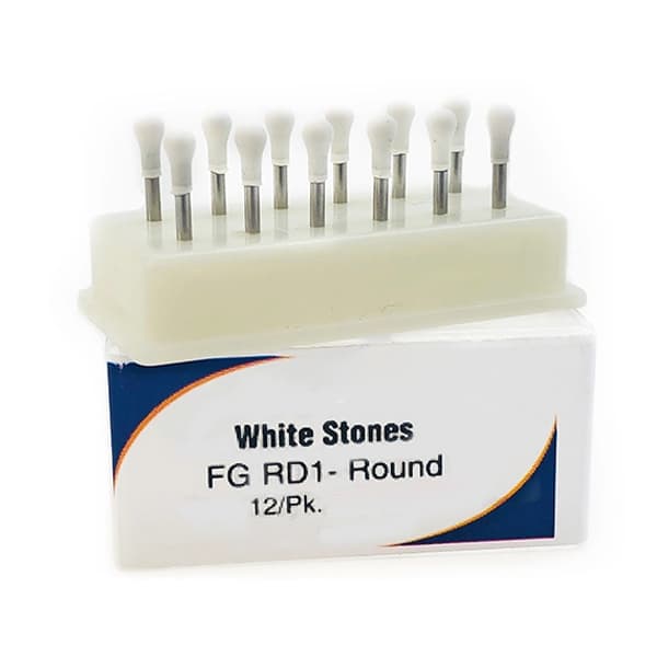House Brand White FG Aluminum Oxide Finishing Stones, Round, Package of 12 - House Brand White FG Aluminum Oxide Finishing Stones Round, Package of 12 - Image 1