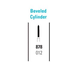 House Brand FG #878-012 Super Coarse, Cylinder Beveled End, Single-Use Diamond Burs, 10/Pkg - House Brand FG #878-012 Super Coarse, Cylinder beveled end, Single-use Diamond - Image 1