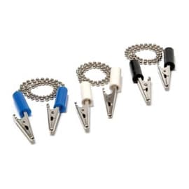 House Brand Bib Holder, Metal Ball Chain with Metal Clips and Plastic Sleeve, Assorted Colors (Black, Blue, White), 3-Pack - House Brand Bib Holder - metal ball chain and metal clips with a plastic sleeve - Image 1