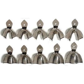 House Brand Regular Perforated Full-Arch Stainless Steel Impression Trays, Assorted Sizes Upper & Lower #1-#5, Set of 10 - House Brand Set of 10 - Regular Perforated Full-Arch Stainless Steel Impression - Image 1