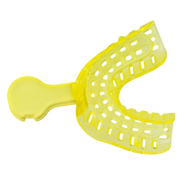 House Brand #2 Large Lower Full-Arch Perforated Disposable Impression Tray, 84mm W x 61mm L, Package of 10 - House Brand #2 Large Lower Full-Arch Perforated Disposable Impression Tray - Image 1
