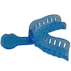 House Brand #4 Medium Lower Full-Arch Perforated Disposable Impression Tray, 77mm W x 54mm L, Package of 12 - House Brand #4 Medium Lower Full-Arch Perforated Disposable Impression Tray - Image 1