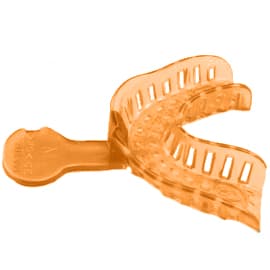 House Brand #6 Small Lower Full-Arch Perforated Disposable Impression Tray, 72mm W x 51mm L, Package of 12 - House Brand #6 Small Lower Full-Arch Perforated Disposable Impression Tray - Image 1