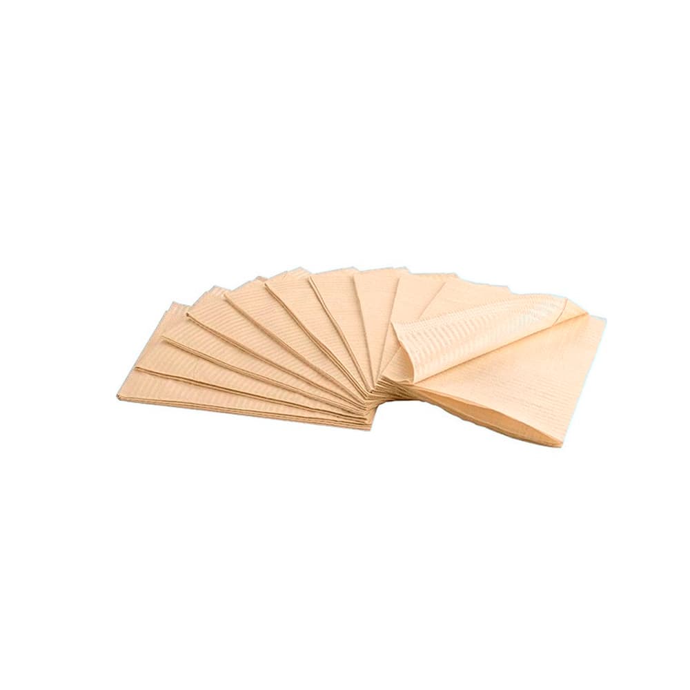 Patient Bibs, Peach, 13" x 18", 3-Ply Paper/1-Ply Poly, Plain Rectangle, 500/Case - Patient Bibs PEACH 13" x 18" 3-Ply Paper/1-Ply Poly 500/Cs - Image 1