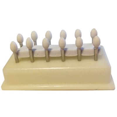 House Brand FL3A FG White Mounted Stone, Egg Shaped Finishing Stone, Aluminum Oxide, 12/Pk - House Brand FL3A FG White Mounted Stone, 12/Pk. Egg shaped finishing stones - Image 1