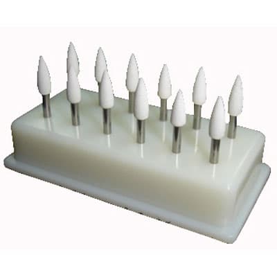 House Brand FL2 FG White Mounted Stone, Flame Finishing Stone, Aluminum Oxide, 12/Pk - House Brand FL2 FG White Mounted Stone, 12/Pk. Flame finishing stones. Aluminum - Image 1