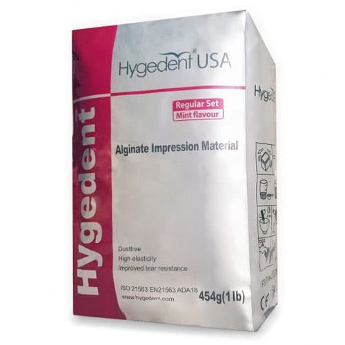 Hygedent Alginate Impression Material, Regular Set, Mint Flavored, Dust Free, Red, 1 lb Bag - Hygedent Alginate - Regular Set, Mint Flavored, 1 Lb Bag. Dust Free. Red color - Image 1