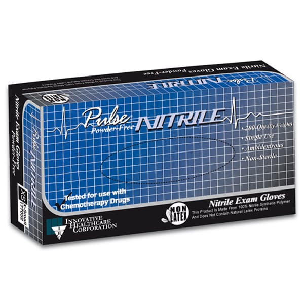Pulse Nitrile Exam Gloves, Large, Dark Lavender Blue, Powder-Free, Non-Sterile, Chemo Rated, 200/Box, Case of 10 Boxes - Pulse Nitrile Exam Gloves: Large, Dark Lavender Blue. Case of 10x 200/Box - Image 1