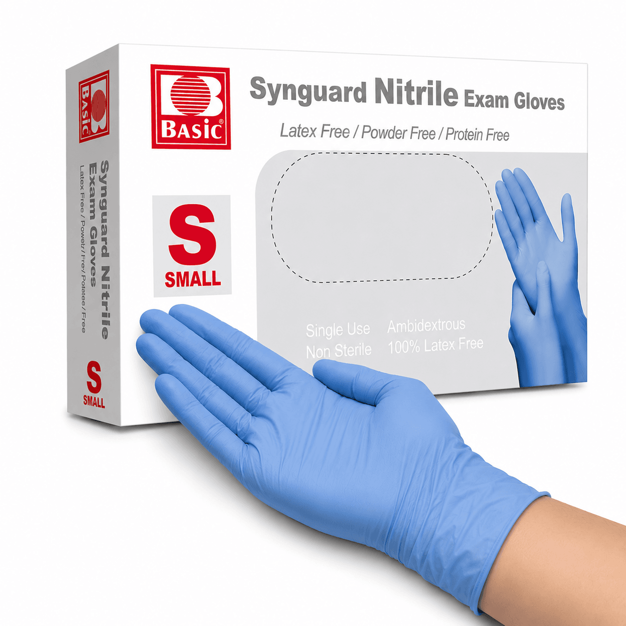 Synguard Nitrile Examination Gloves, Powder-Free, Non-Sterile, Small, Blue, 300/Box - Synguard 2.8ml Nitrile Exam Gloves, Powder-Free, Small, Blue, 300/Pk - Image 1