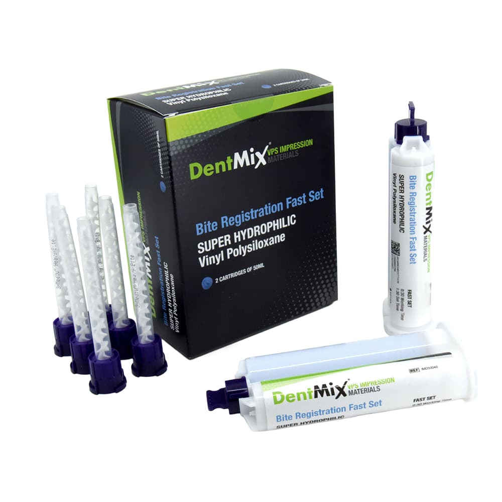 DentMix Fast Set VPS Bite Registration Material, Blue, 2 x 50ml Cartridges with 6 Mixing Tips - DentMix Fast Set VPS Bite Registration Material, Blue, 2 - 50ml Cartridges and 6 Mixing Tips - Image 1