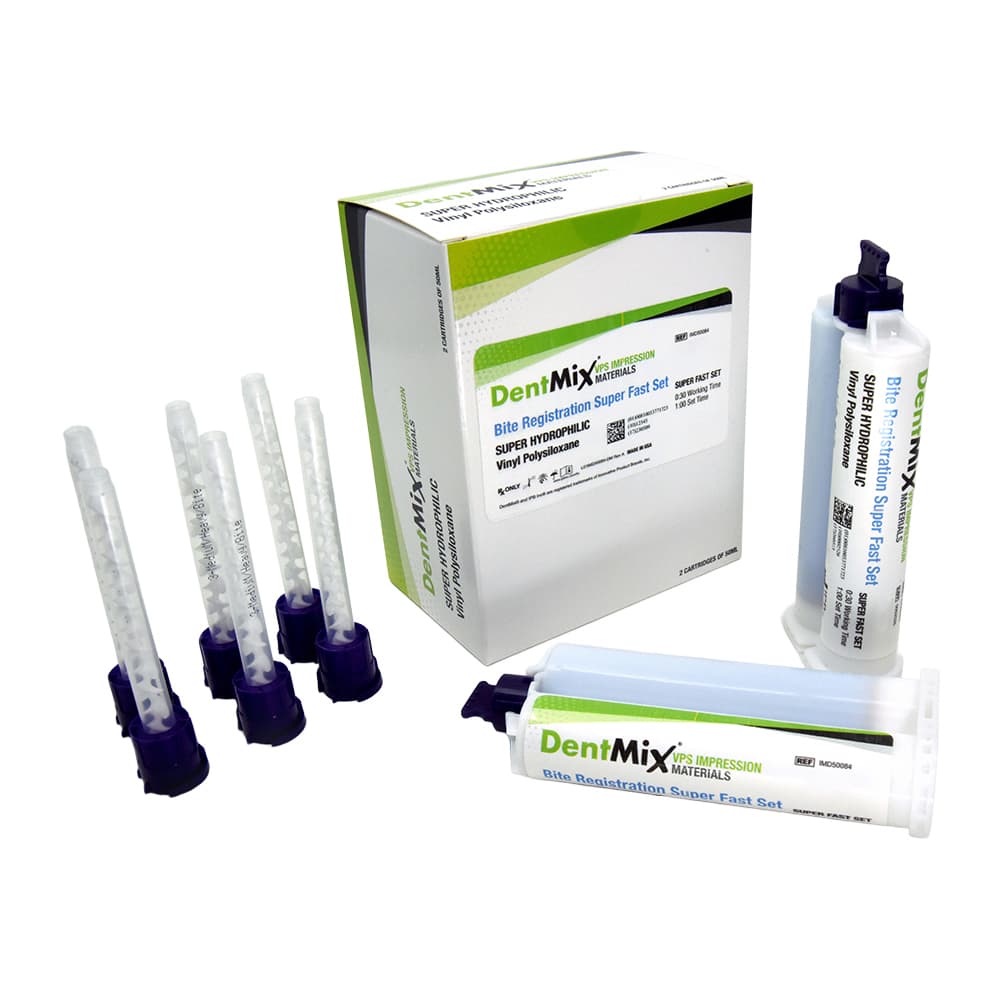 DentMix Super Fast Set VPS Bite Registration Material, Blue, 2 x 50ml Cartridges with 6 Mixing Tips - DentMix Super Fast Set VPS Bite Registration Material, Blue, 2 - 50ml Cartridges and 6 Mixing Tips - Image 1