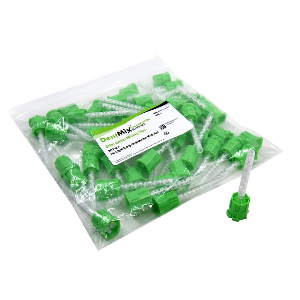 DentMix Standard 50ml Cartridge Mixing Tips, Lime Green Hub, 50/Pk - DentMix Standard 50ml Cartridge Mixing Tips, Lime Green Hub, 50/Pk - Image 1