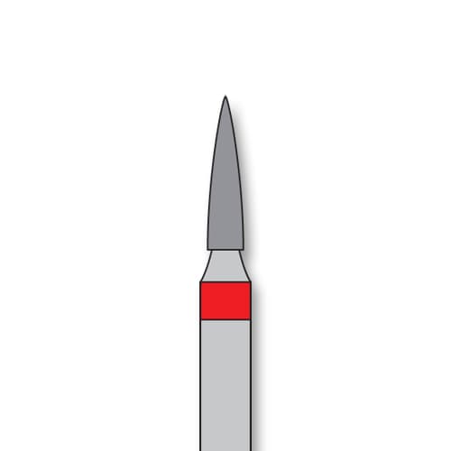 iSmile FG #861.014 F Flame Diamond Bur, Fine Grit, 1.4 mm Head, 6.0 mm Length, 5/Pk - iSmile FG # 861.014 F Flame, 5/pk. High quality, multi-use diamond burs - Image 1