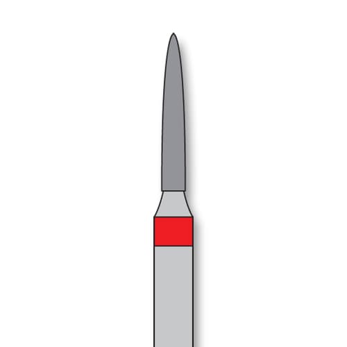 iSmile FG #862.012 F Flame Diamond Bur, Fine Grit, 1.2 mm Head, 8.0 mm Length, 5/Pk - iSmile FG # 862.012 F Flame, 5/pk. High quality, multi-use diamond burs - Image 1