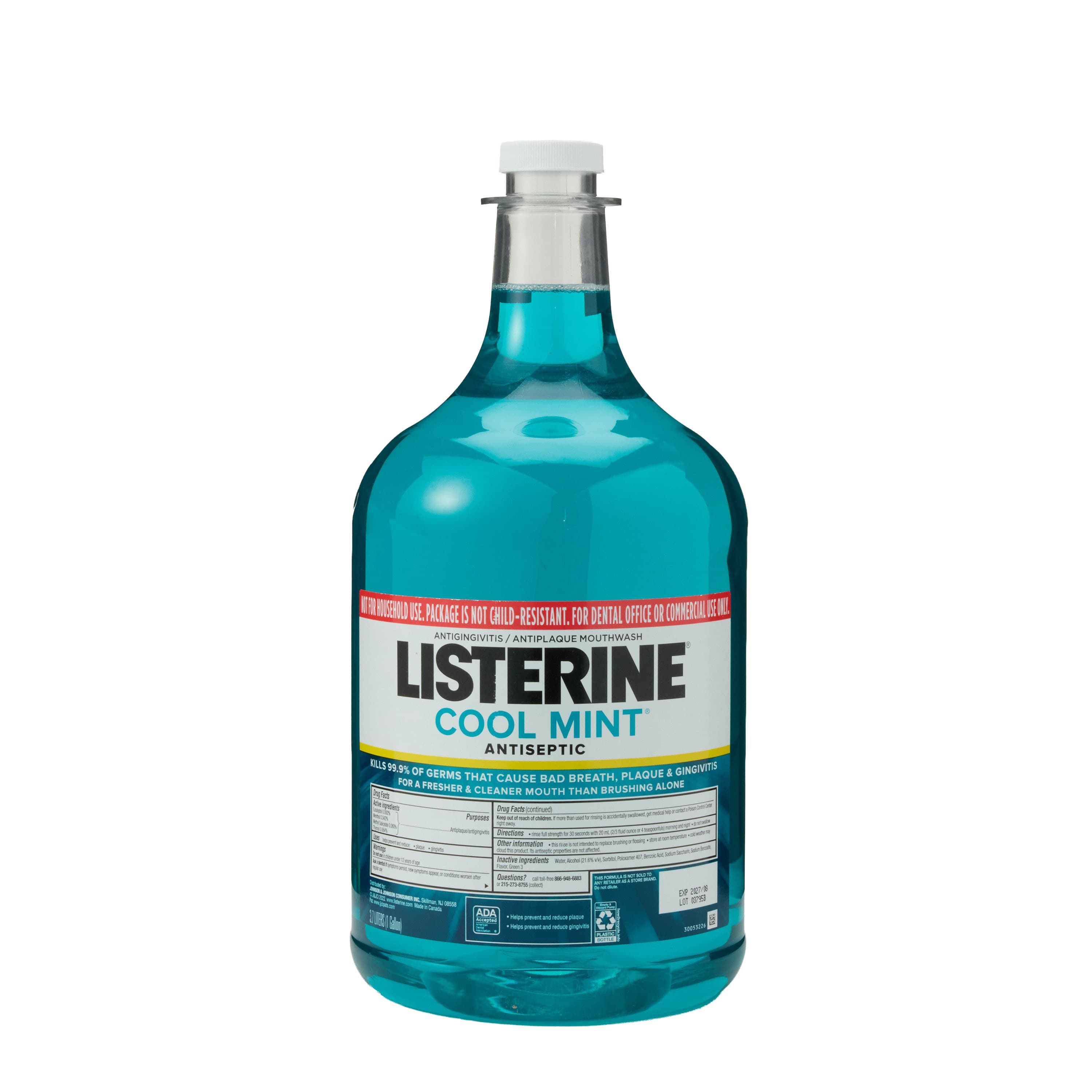 Cool Mint Listerine Antiseptic Mouthwash, 2 x 1 Gallon Bottles with Pump, Professional Size - Cool Mint Listerine Mouthwash 2 - 1 Gallon Bottles and Pump - Image 1
