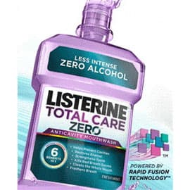 Listerine Total Care Zero Fresh Mint Mouthwash, Alcohol-Free Anticavity, 1 Liter Bottle, 6/Case - Listerine Total Care Zero Fresh Mint Mouthwash 1 Liter - 6/Cs. Low Intensity - Image 1