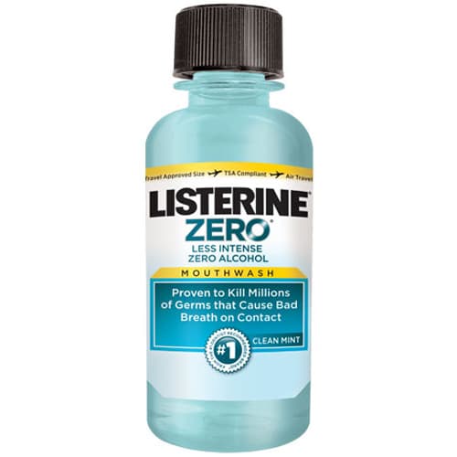 Listerine Zero Clean Mint Alcohol-Free Mouthwash, 95 ml (3.2 oz) Bottles, 24/Case - Listerine Zero Clean Mint Mouthwash 95ml (3.2 oz) - 24/cs. Low intensity - Image 1