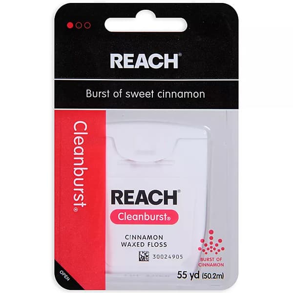 Reach Cleanburst Waxed Dental Floss, Cinnamon, 55 yd - Reach Cleanburst Waxed Dental Floss Cinnamon 55 yards. - Image 1