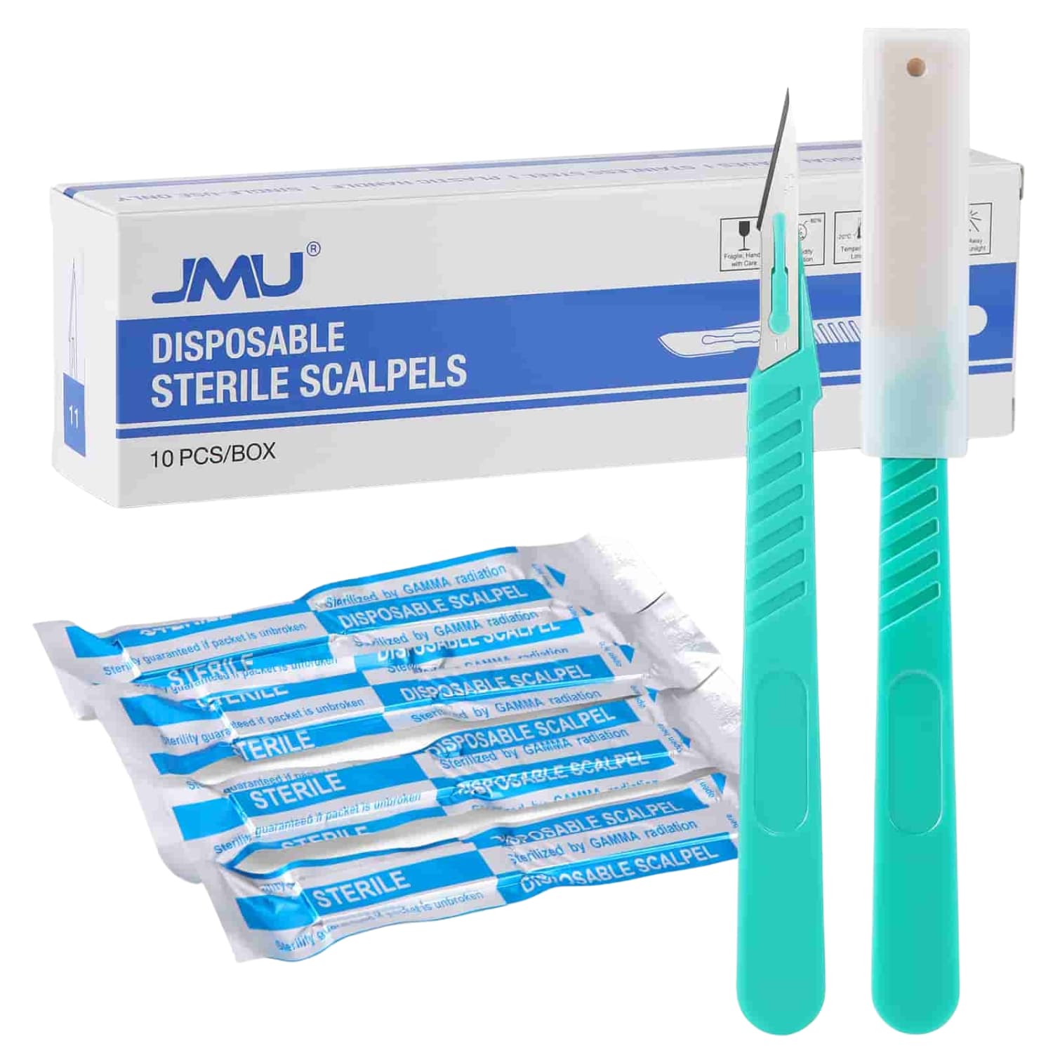 JMU #11 Disposable Scalpel, Green, Sterile, 10/Pk - JMU #11 Disposable Scalpel, Green, Sterile, 10/Pk - Image 1
