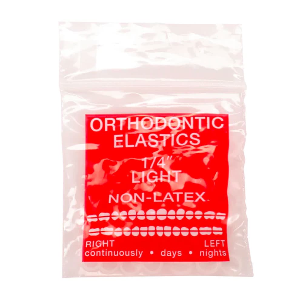 JMU Orthodontic Elastic, Light 1/4", Latex Free, Clear, 100/Bag - JMU Orthodontic Elastic, Light 1/4", Latex Free, Clear, 100/Bag - Image 1
