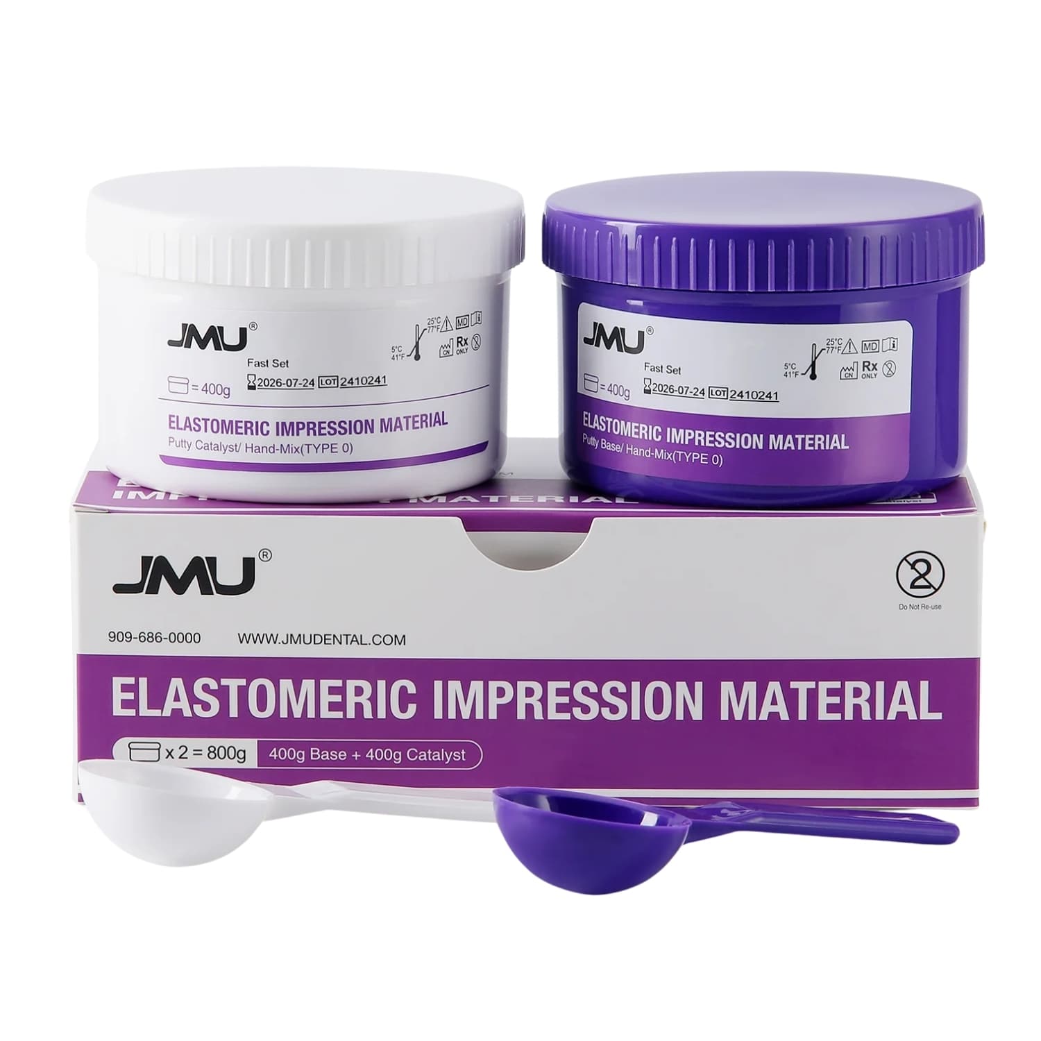 JMU Fast Set Impression Putty, Vinyl Polysiloxane, 400 g Base & Catalyst Set - JMU Fast Set Impression Putty, 400 gm Base & Catalyst Set - Image 1