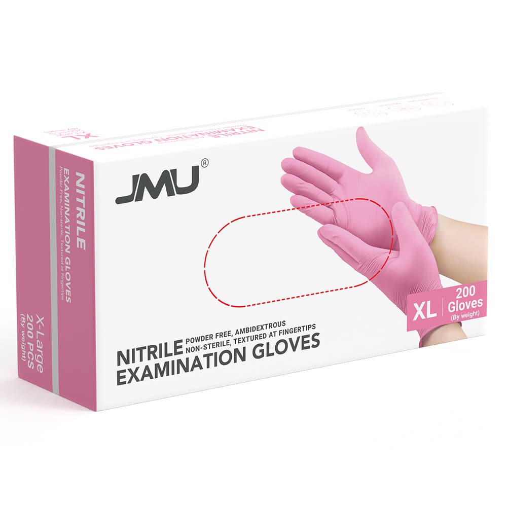 JMU Nitrile Exam Gloves, Powder Free, X-Large, Pink, 200/Box - JMU Nitrile Exam Gloves, Powder Free, X-Large, Pink, 200/Pk - Image 1