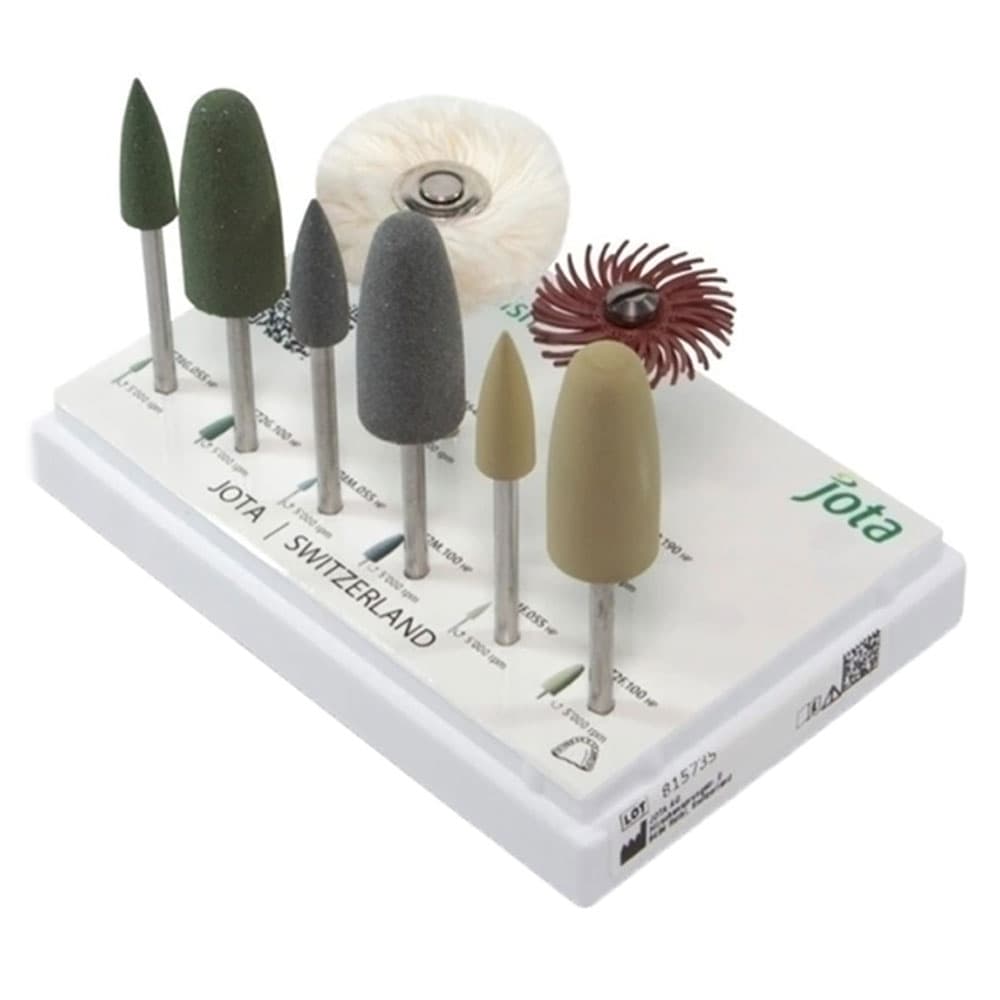 Jota No. 1877 HP Shank 8-Piece Denture Polisher Set - Jota Dentistry No. 1877 HP Shank 8-Piece Denture Polisher Set. Includes - Image 1