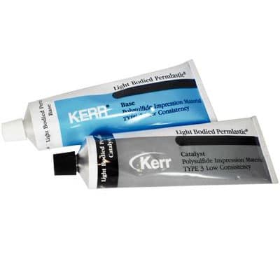 Kerr Permlastic Light Body Polysulfide Impression Material, Standard Package, 95g Base + 130g Catalyst - Permlastic Light Body, Standard Package (No Mixing Pad). Polysulfide - Image 1