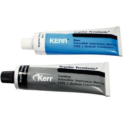 Kerr Permlastic Regular Body Polysulfide Impression Material, Standard Package (No Mixing Pad), 1 Tube Base 100g & 1 Tube Catalyst 130g - Permlastic Regular Body, Standard Package (No Mixing Pad). Polysulfide - Image 1