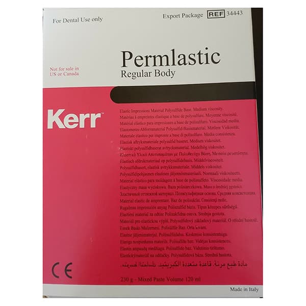 Kerr Permlastic Regular Body Polysulfide Impression Material, Standard Export Package (Base 100 g + Catalyst 130 g + Mixing Pad) - Permlastic Regular Body, Standard EXPORT PACKAGE. Polysulfide - Image 1