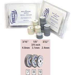Mizzy Heatless #9 White Aluminum Oxide Finishing & Polishing Wheels, 3/32" x 3/4" (2.4 mm), 50 per Package - Mizzy Heatless #9 White Heatless Wheels are Made of Non-Contaminating, Aluminum - Image 1
