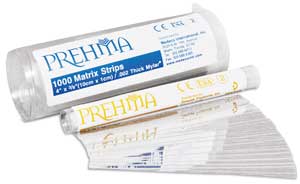 Prehma Mylar Strips, Clear, 4" x 3/8", 0.002 Gauge (60 Microns), Tube of 1000 - Prehma Mylar Strips - 4″ x 3/8″ - Image 1