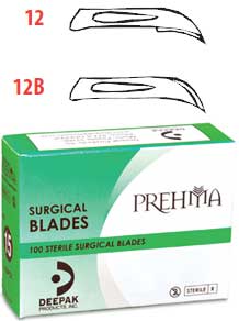 Prehma #12 Sterile Stainless Steel Surgical Scalpel Blade, Single Use, 100/Box - Prehma #12 Sterile Stainless Steel Surgical Scalpel Blade, Single Use, Box - Image 1