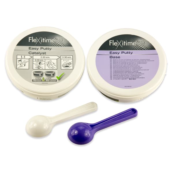 Flexitime Easy Putty VPS Impression Material, Base and Catalyst Bulk Package, 4 x 300 mL Tubs Base + 4 x 300 mL Tubs Catalyst (4 x 600 mL Mixed) - Flexitime Easy Putty, Base and Catalyst Bulk Package: 4 - 600 mL of Mixed - Image 1