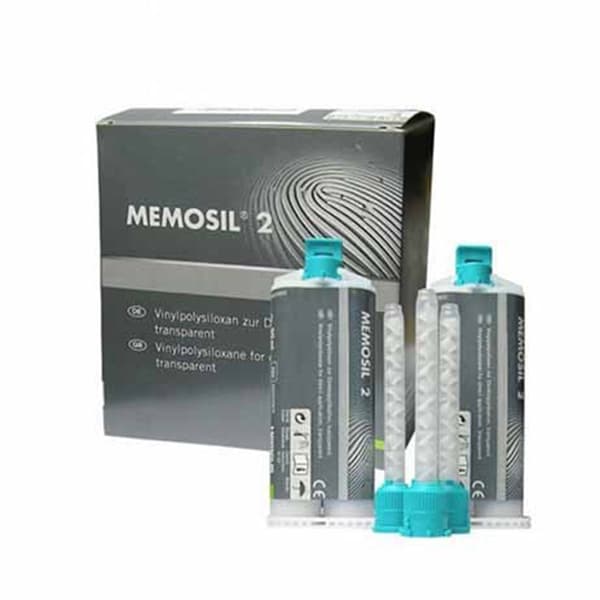 Memosil 2 Transparent Bite Registration Material, VPS, Sets in 2 Minutes, 2 x 50 mL HP Cartridges with 12 Mixing Tips, #50035018 - Memosil 2 Transparent Bite Registration Material, VPS, Sets in 2 minutes, 2 - Image 1