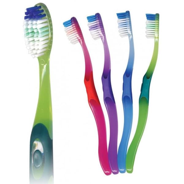 Maxill 640 Regular Head Super Soft Toothbrush, 42 Tufts, Cello Wrapped, Assorted Colors, 100/Box - Maxill 640 Regular Head Super Soft Toothbrush, 42 Tufts, Cello Wrapped, 100/Box, Single Box. - Image 1