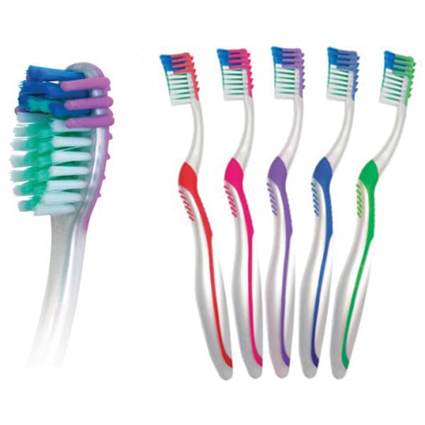 Maxill 735 Compact Head Silken Soft Toothbrush, 32 Tufts, Cello Wrapped, Assorted Colors, 100/Box - Maxill 735 Compact Head Silken Soft Toothbrush, 32 Tufts, Cello Wrapped, 100/Box, Single Box. - Image 1