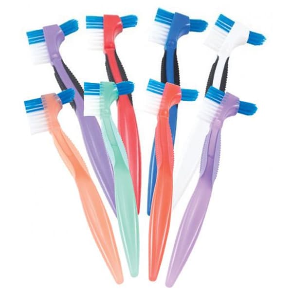 Cleanse-a-dent Denture Brush, Assorted Colors, Cello Wrapped, 50/Box, Maxill - Cleanse-a-dent Denture Brush, Assorted Colors, Cello Wrapped, 50/Box, Single Box. - Image 1