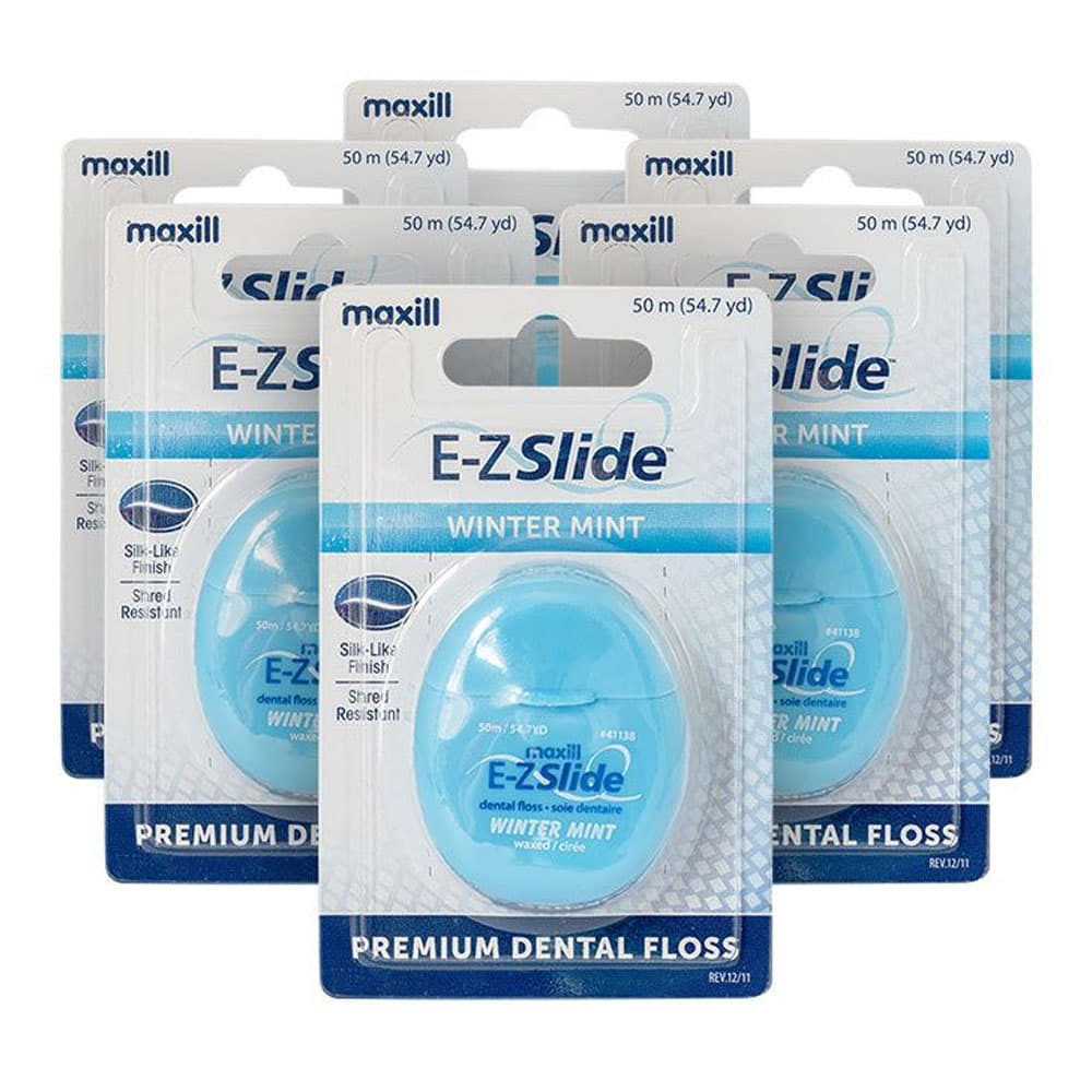 Maxill E-Z Slide Waxed Dental Floss Dispenser, Water Mint, 54.7 yd (50 m), 6/Pk - Maxill E-Z Slide Waxed Dental Floss Dispenser, Water Mint, 54.7 yards/50 m, 6/Pk - Image 1