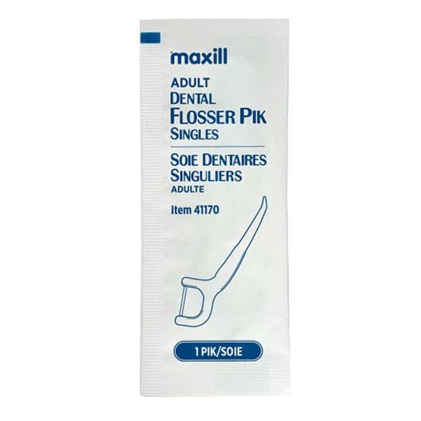 Maxill Flosser Piks Adult Regular, Single Pack (1 Pick per Envelope), Box of 500 - Maxill Flosser Piks Adult Regular Single Pack, 1 Pick per Envelope, Box of 500. - Image 1