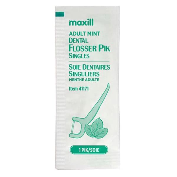 Maxill Flosser Piks Adult Mint, Single Pack (1 Pick per Envelope), Box of 500 - Maxill Flosser Piks Adult Mint Single Pack, 1 Pick per Envelope, Box of 500. - Image 1