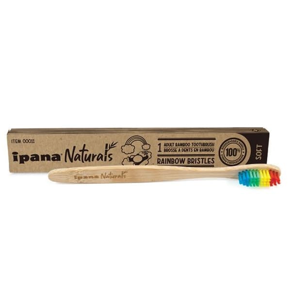 ipana Naturals Adult Rainbow Bristles Bamboo Toothbrush, Soft, 10/Box - ipana Naturals AdultRainbow Bristles Bamboo Toothbrush - Soft 10/box. - Image 1