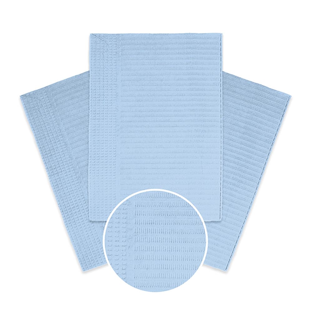 Maxill maxi-bibs Patient Bibs, 13" x 18", 2-Ply Paper/1-Ply Poly, Blue, 500/Case - Maxill maxi-bibs Patient Bibs, 13" x 18", 2-Ply Paper/1-Ply Poly, Blue, 500/Case - Image 1
