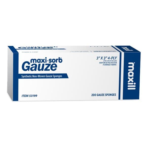 Maxi-Sorb 3" x 3" Synthetic Non-Woven 4-Ply Gauze Sponges, Non-Sterile, 4000/Case - maxi-sorb 3" x 3" Synthetic Non-Woven 4-Ply, Gauze Sponges, 4000/Case - Image 1