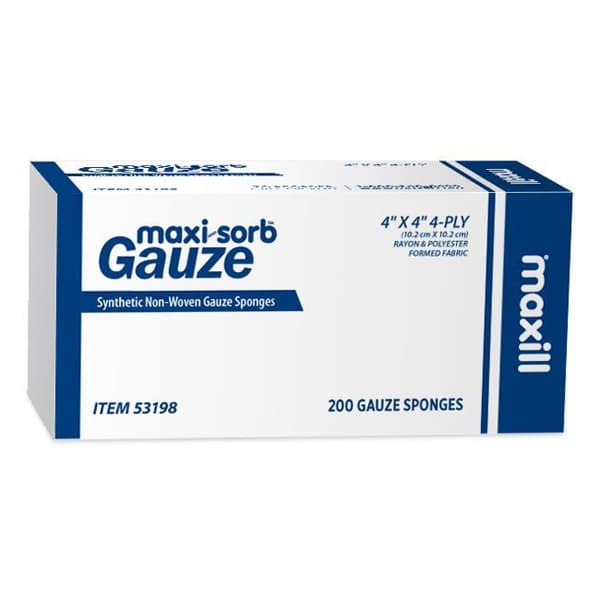 Maxi-Sorb 4" x 4" Synthetic Non-Woven 4-Ply Gauze Sponges, Non-Sterile, 200/Sleeve - maxi-sorb 4" x 4" Synthetic Non-Woven 4-Ply Gauze Sponges, 200/Sleeve - Image 1