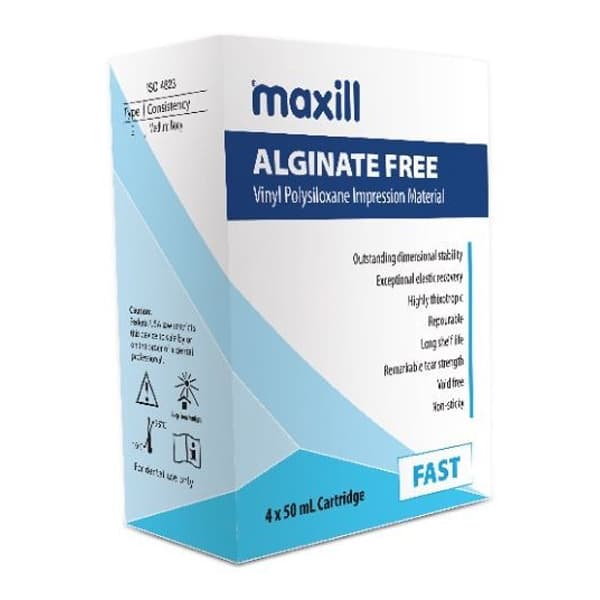 Maxill Alginate Free, Medium Viscosity Impression Material, 4 x 50 ml Cartridges - maxill Alginate Free, Medium Viscosity Impression Material, 4 - 50 ml - Image 1