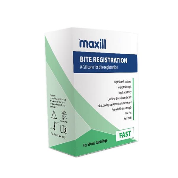maxill Bite Registration Material, Traditional, Fast Set, 4 x 50 ml Cartridges - maxill Bite Registration Material, Traditional, Fast Set, 4 - 50 ml Cartridges - Image 1